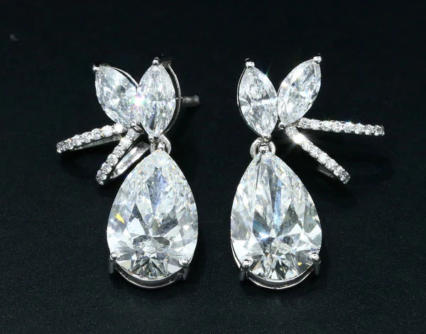 Pear & Marquise 12 Carat Big Rock Earrings