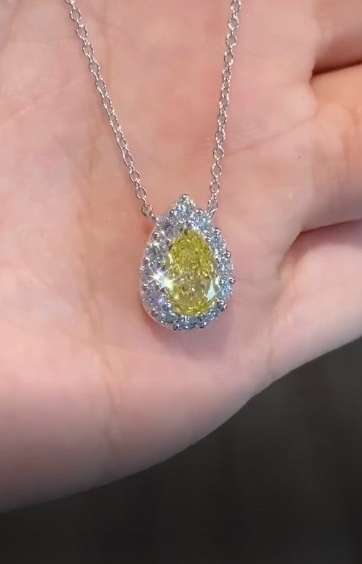 Make a statement with our gorgeous yellow moissanite diamond pendant with chain