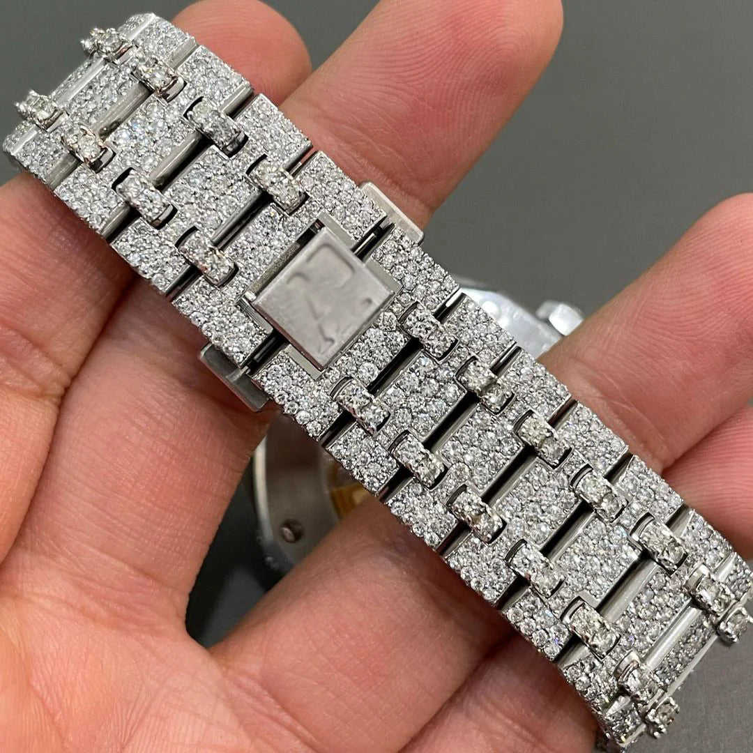 Luxury Audemars Piguet Fully Iced-Out Arabic Dial Watch for Men | Moissanite Diamond Bling | Custom AP Style Look