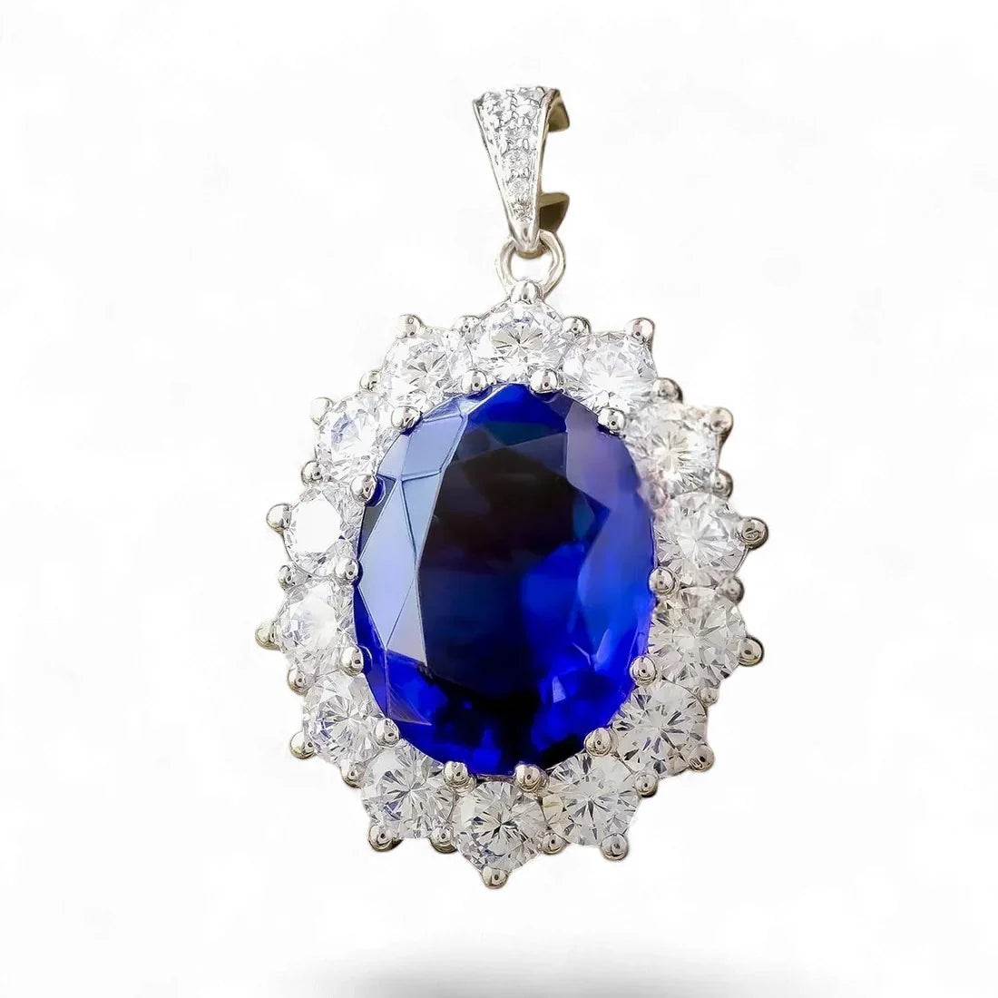 2in1 Pendant cum Ring Blue Oval Halo