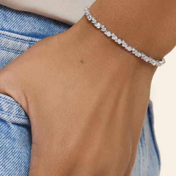 Celestial geometry Moissanite Diamond Tennis Bracelet (15 cent pear + 5 cent Round)