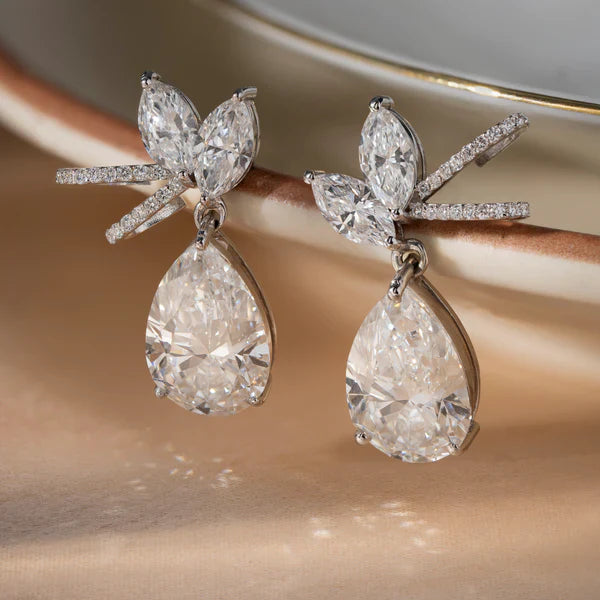Pear & Marquise 12 Carat Big Rock Earrings