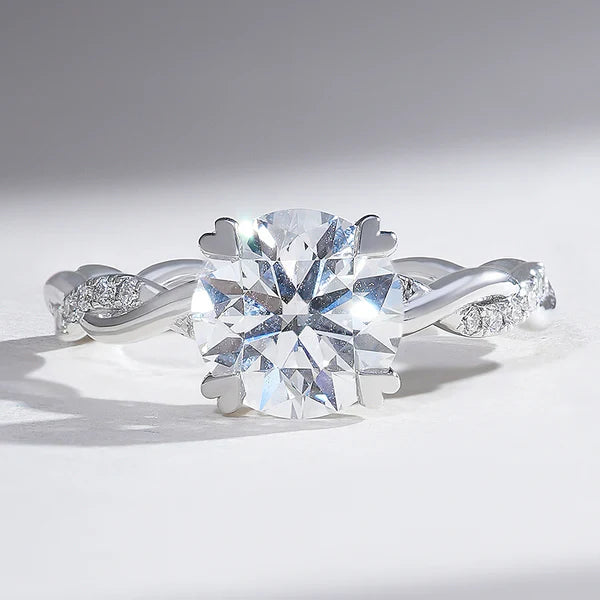 Twisted Love 2 Ct Round Solitaire Ring (heart prongs)