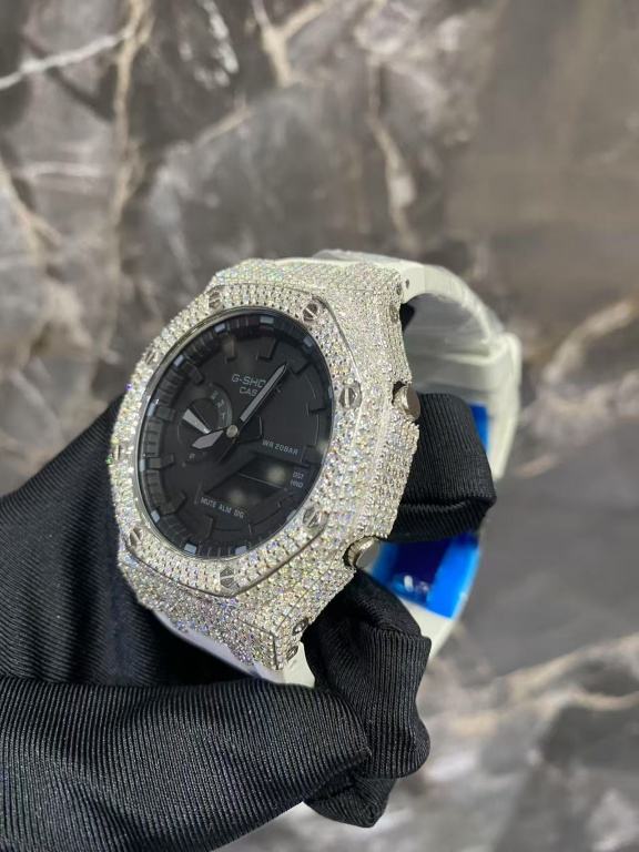 G-Shock Casio Full Iced Out Watch for Men | Moissanite Diamond Custom Luxury | GA-2100 Mod | Black Dial