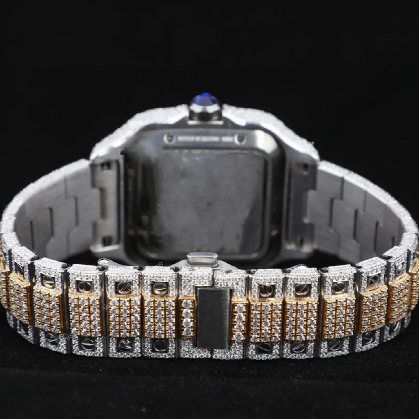 Cartier Santos Style Full Iced Out Watch for Men | Moissanite Diamond Luxury Bling | 42mm Silver Quartz
