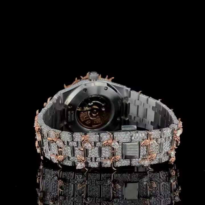 Luxury Audemars Piguet Rose Tu-ton Crown Thorns Iced-Out Watch for Men | Royal Oak Style | Moissanite Diamond Custom Design