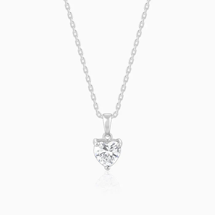 Anushka Sharma Silver Solitaire Heart Pendant with Link Chain