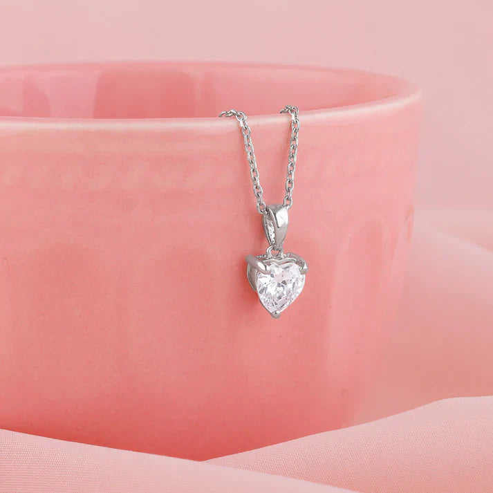 Anushka Sharma Silver Solitaire Heart Pendant with Link Chain