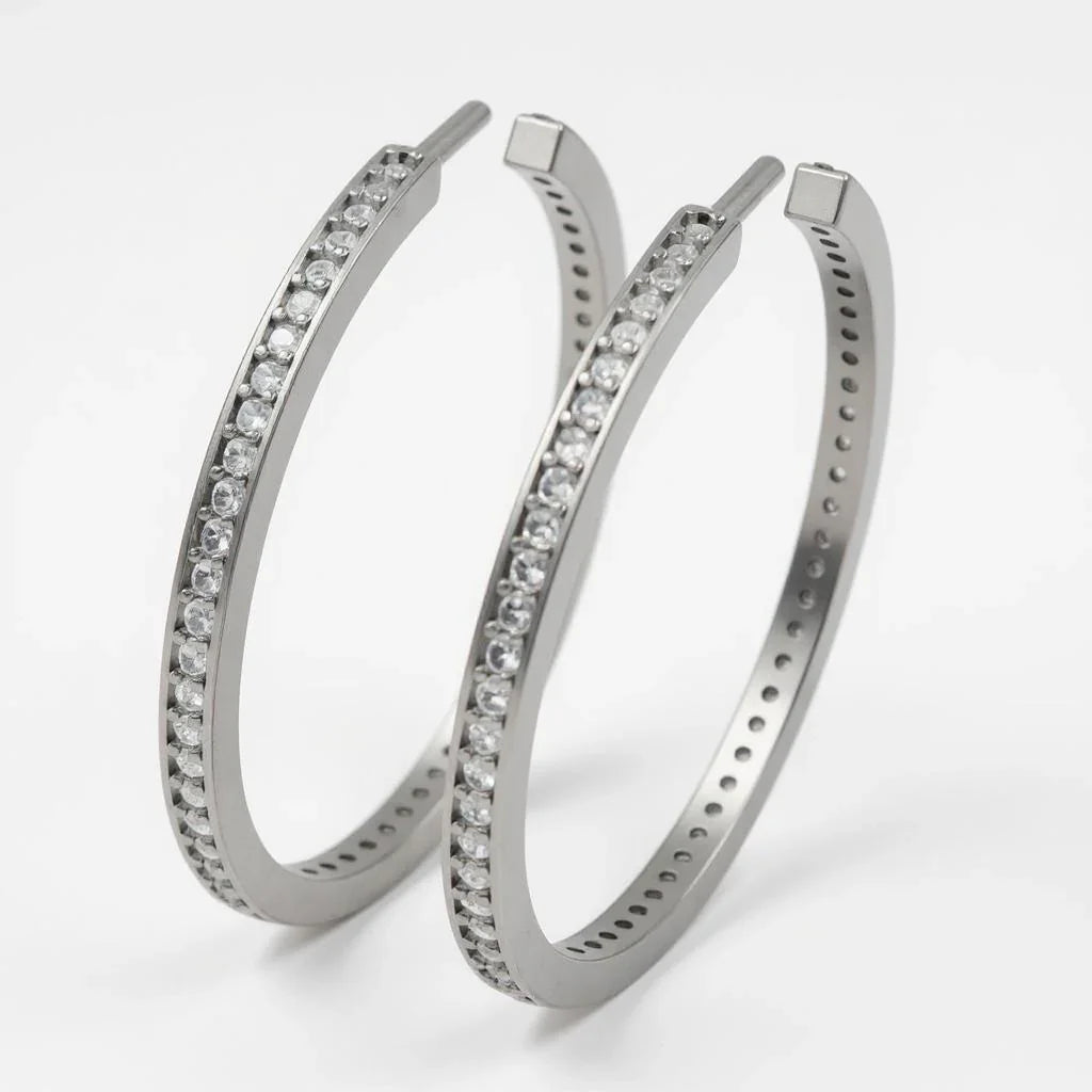 Bali Hoop Earrings With Diamonds