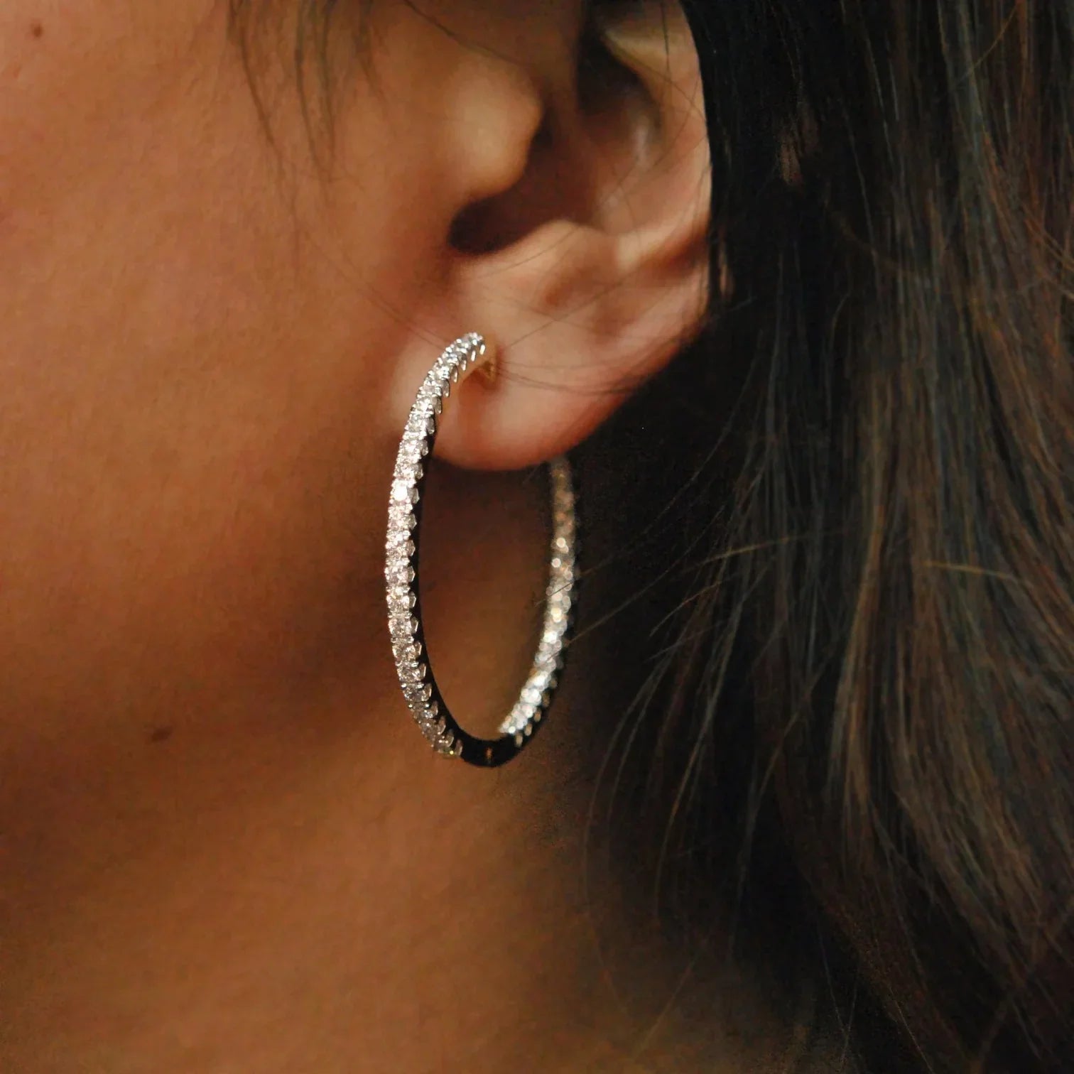 Bali Hoop Earrings With Diamonds