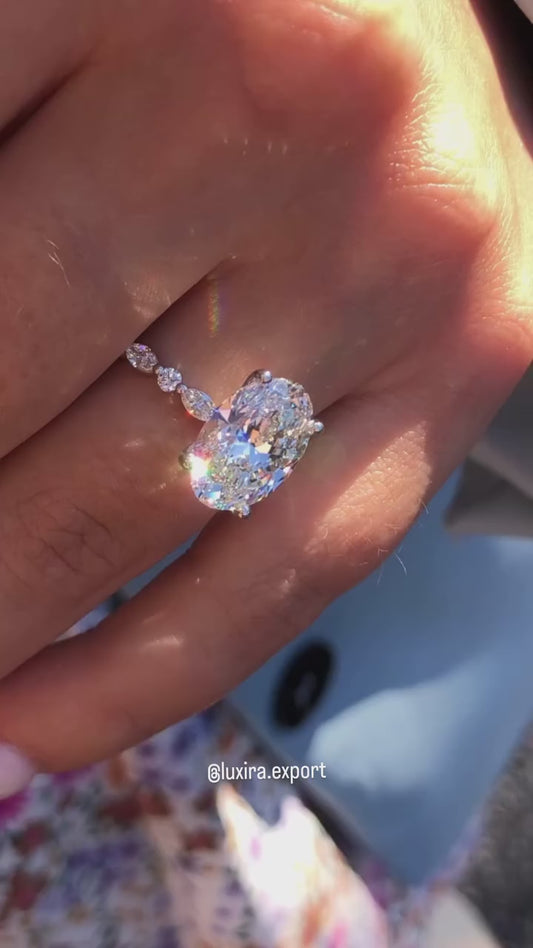 3.5 ct Oval cut Solitaire Moissanite Promise Ring ❤️