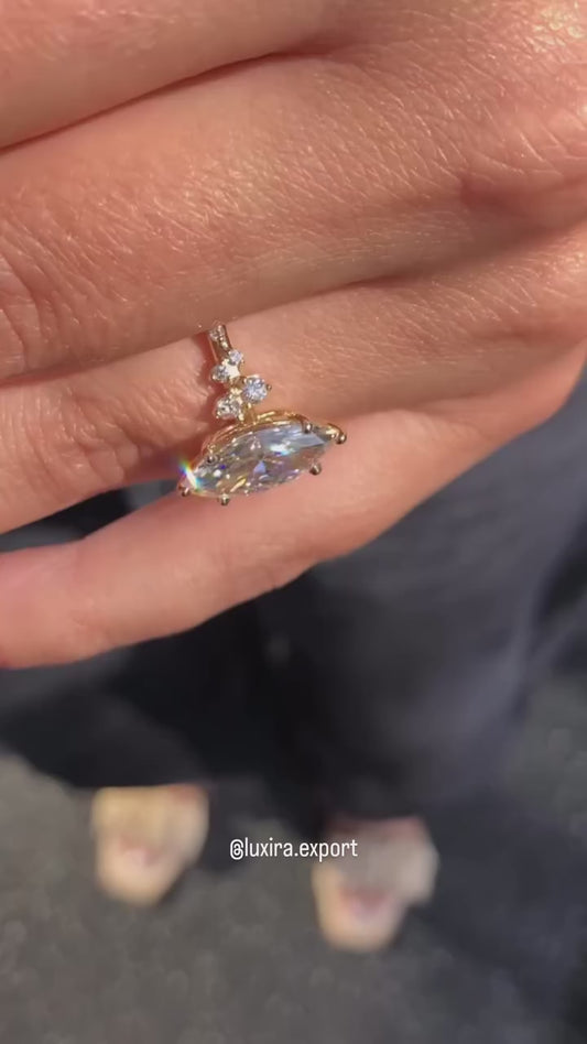 Marquis cut 14KT Solid Gold Moissanite Wedding ring 🤩😍