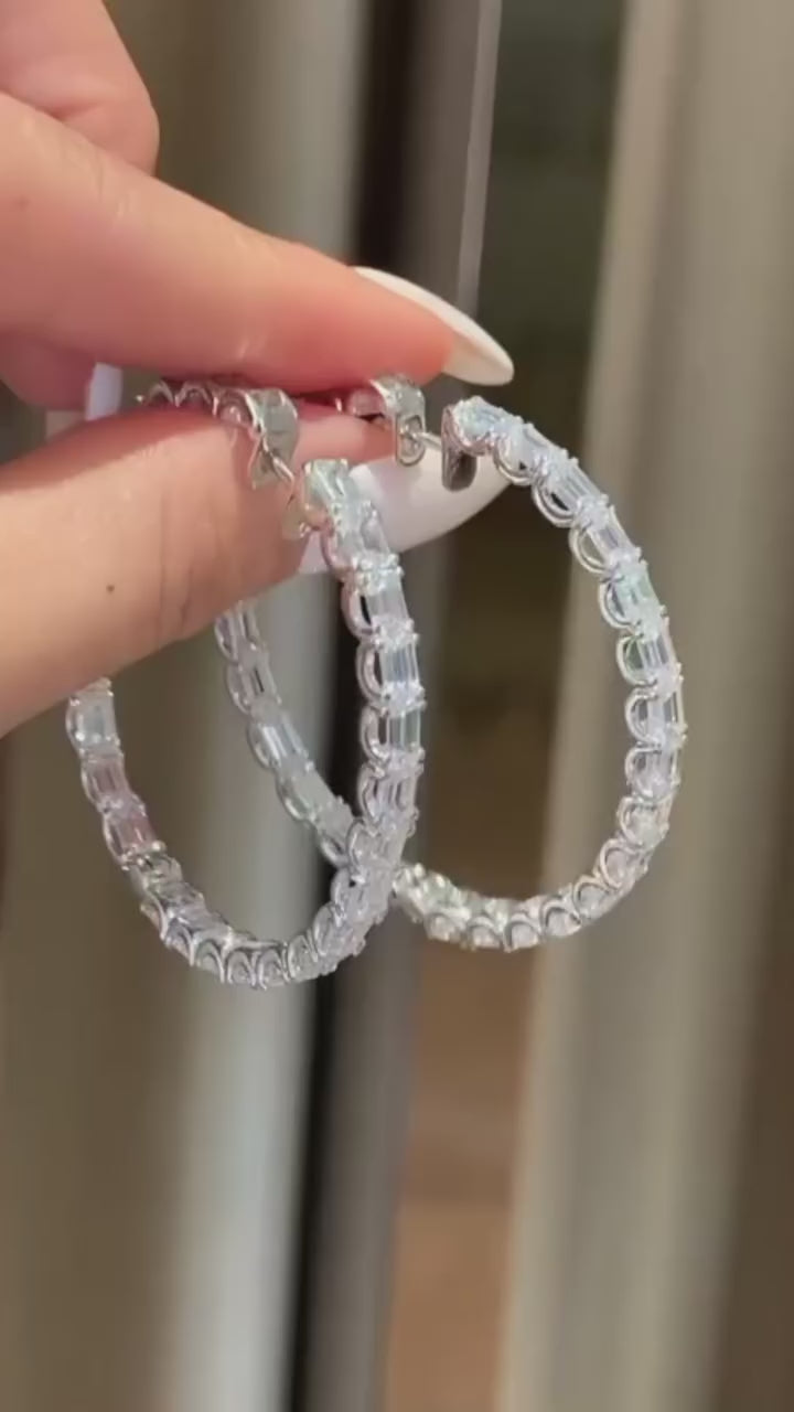 beutiful moissnaite emerald cut earrings